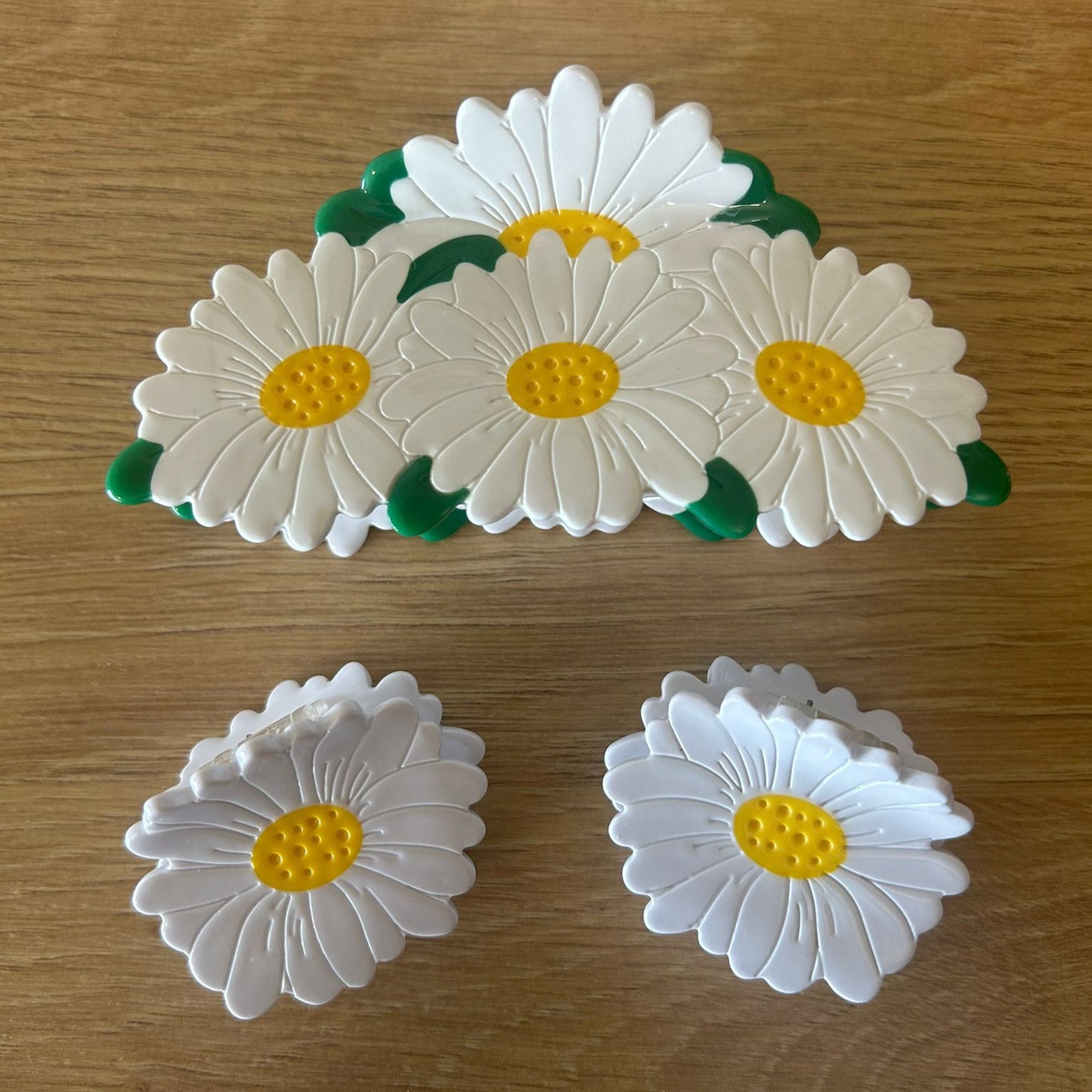Large White Daisy Flower Claw Clip for Thick Hair