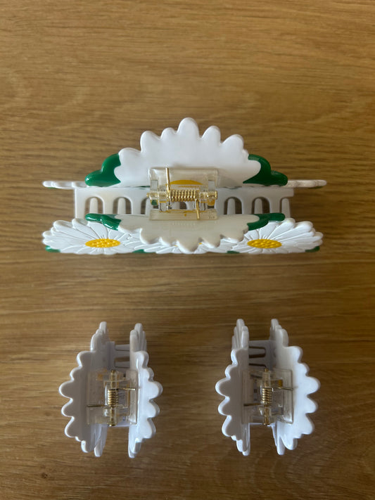 Daisy Flower Hair Claw Clip Bundle