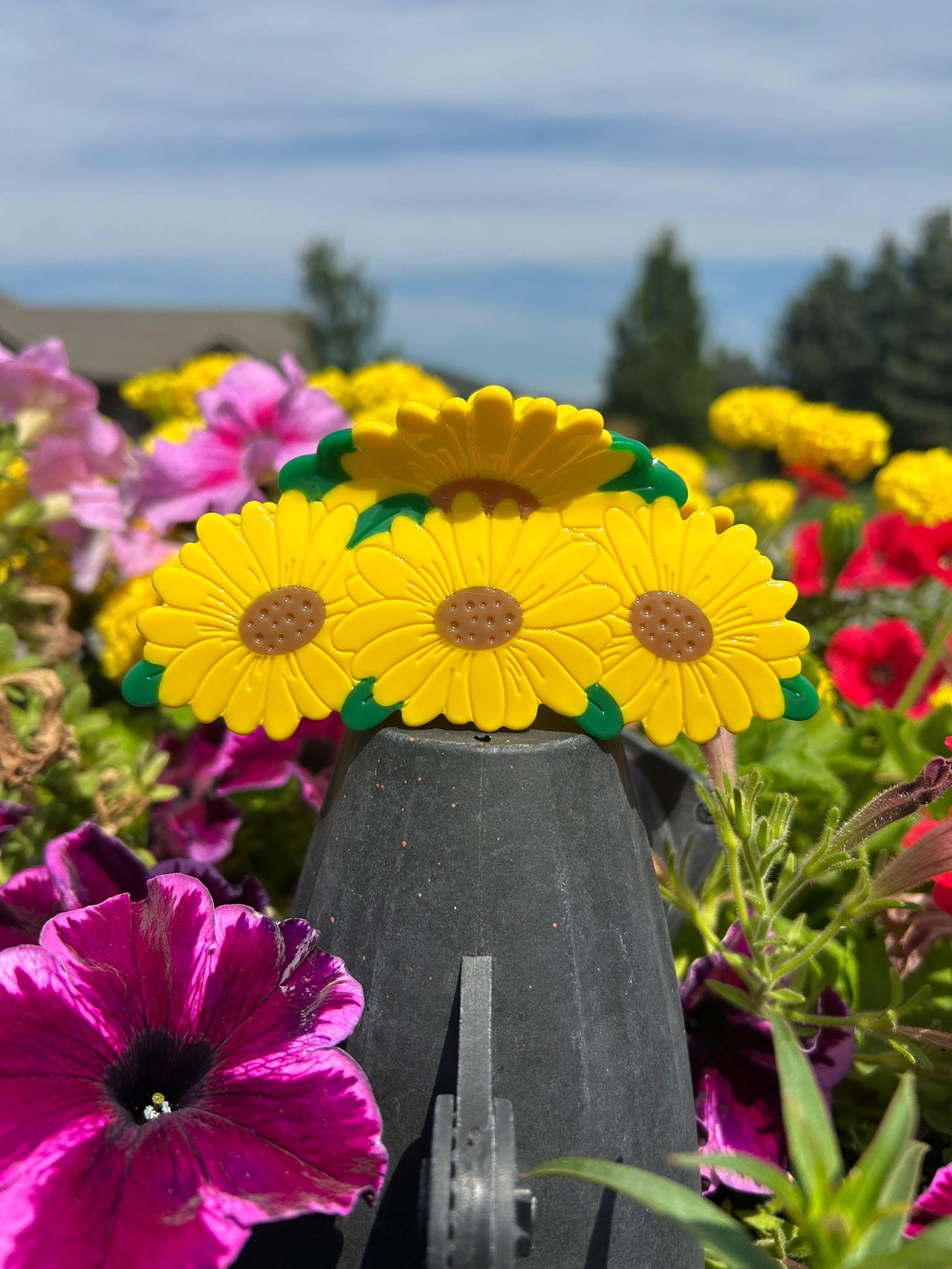 Large Sunflower Claw Clip for Thick Hair