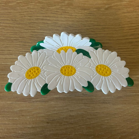 Large White Daisy Flower Claw Clip for Thick Hair