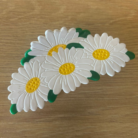 Large White Daisy Flower Claw Clip for Thick Hair