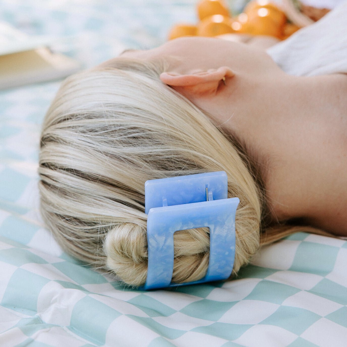 Blue Lagoon Large Flat Rectangle Hair Clip